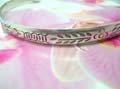 Jewelry retail wholesale outlet, Unique indonesian crafted b925. sterling silver bangle bracelet with leaf and flower design etched in 