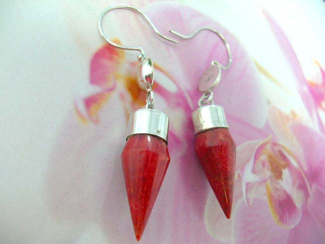 bali silver jewelry wholesale earring, sterling silver coral earring handcrafted in Bali Indonesia