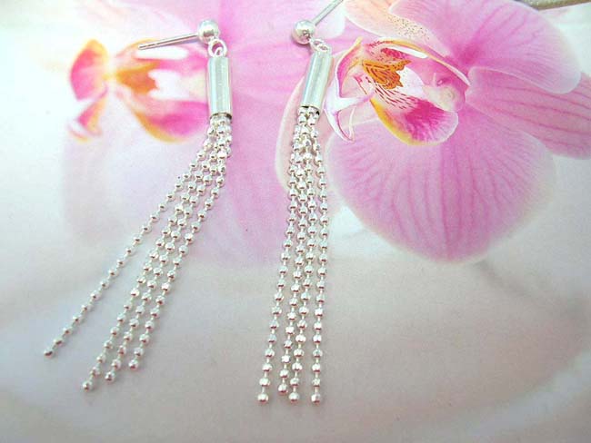Sexy accessory styles online, buy Womens 925. sterling silver earrings in multi string beaded design wholesale