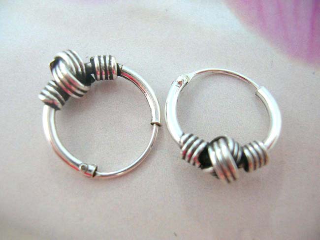 High style online wholesaler, Indonesian crafted sterling silver hoop earrings with twisted coil design