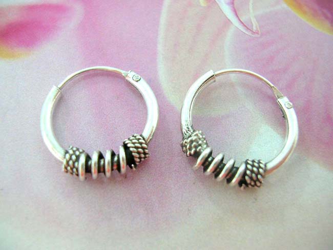 TRendy fashion jewelry catalog imports Trendy 925. sterling silver hoop earrings with beaded coiled design