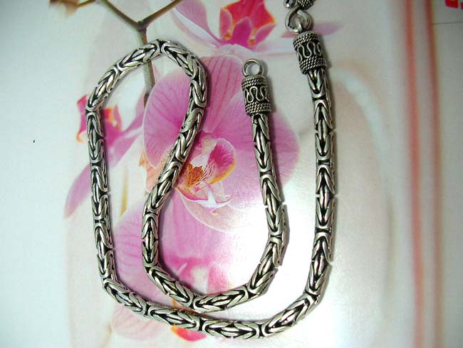 Handmade bali jewelry wholesale gallery, Hot style coil and bead designed ends on contemporary chain necklace, made from 925 sterling silver 