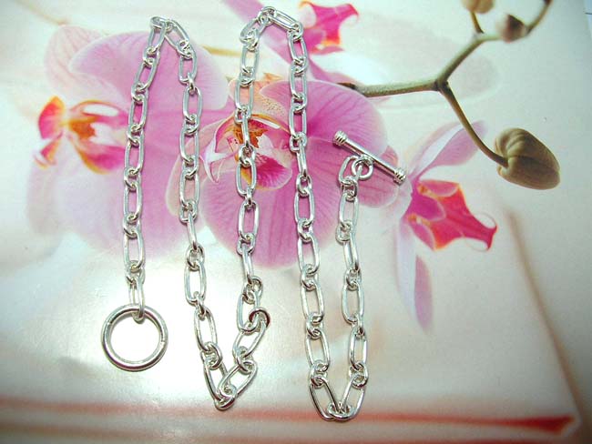 International accessories online, bali Oval and circular hoop chain necklace, made from 925 sterling silver