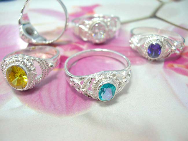 Indonesian gift wholesale store, Precious cz crystal embedded in unique designed, 925. sterling silver ring