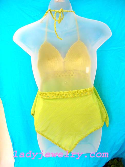 Indonesia artisan crafted fashion apparel jewelry store. Lingerie styled green crochet camisole designed sexy top 