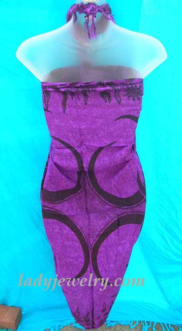 Handmade active clothing express agent. Stylish tribal tattoo design in black on purple balinese beach cover up 