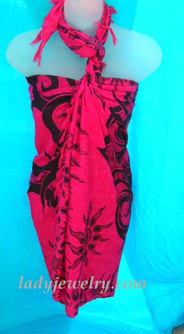Unique beach wear warehouse retailer. Trendy celestial tribal tattoo art on vibrant pink casual beach cover up 