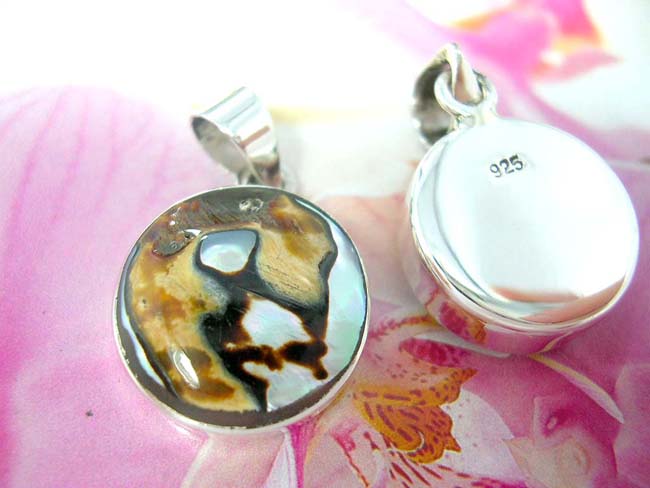 International export jewelry supplier, TIgers eye style gemstone pendant with 925. sterling silver frame