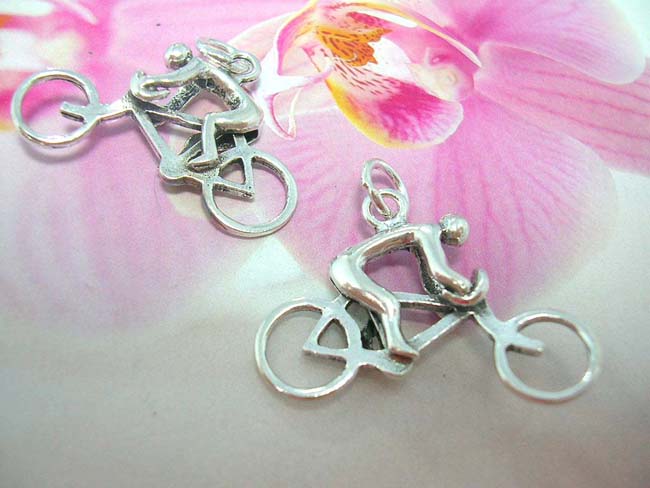 Bali art jewelry wholesale store, Active wear, 925. sterling silver pendant in bicycle design