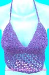 Gift clothing wear indonesia imports. Tropical ladies crochet halter top in purple with unique fishnet designed bodice